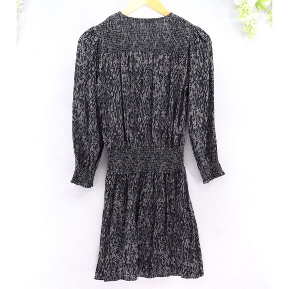 Rails Women's Zana Dress Long Sleeve Charcoal Gray Abstract Animal Print Sz Xs - Picture 2 of 10
